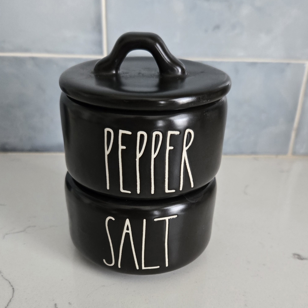 Rae Dunn salt and pepper containers EUC